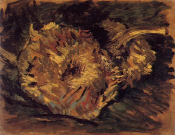 Vincent Van Gogh : Two Cut Sunflowers,One Upside Down